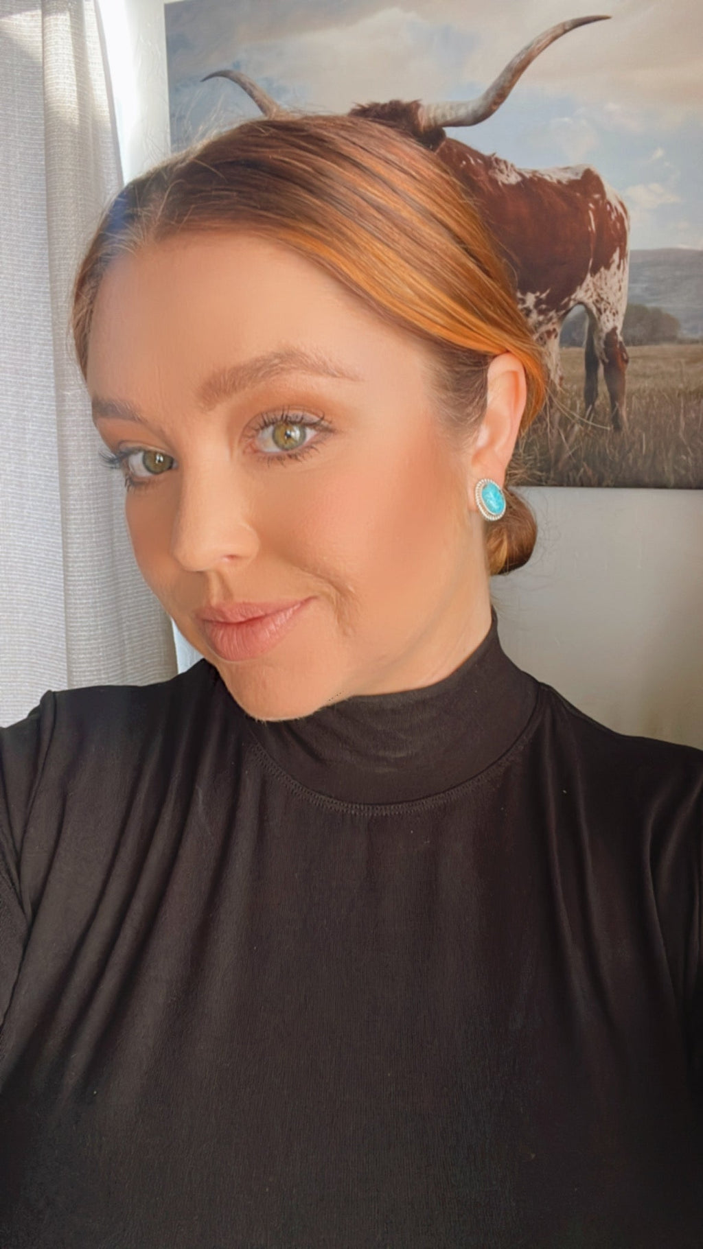 Handcrafted Sterling Silver & Turquoise Stud Earrings Signed M Silversmith