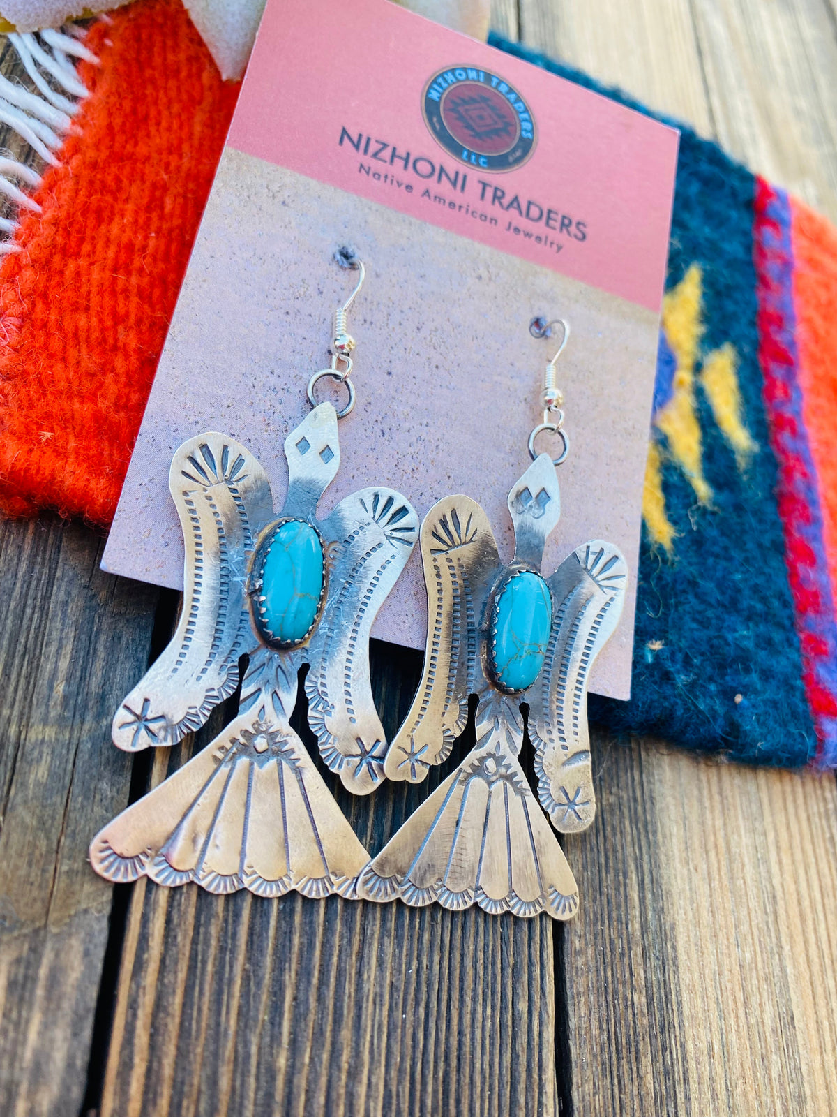 Handcrafted Turquoise & Sterling Silver Water Bird Dangle Earrings