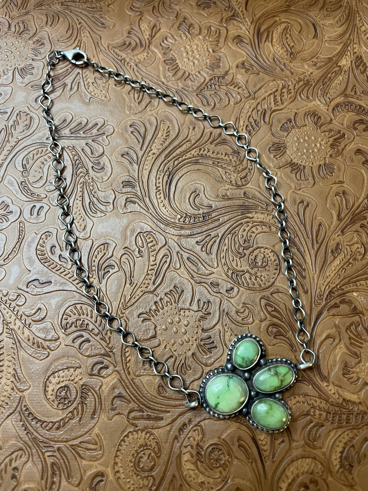 Handcrafted Sterling Silver Turquoise Necklace By Sheila Becenti 15Inch