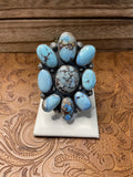 Handcrafted Golden Hills Turquoise And Sterling Silver Adjustable by Tim Vandever