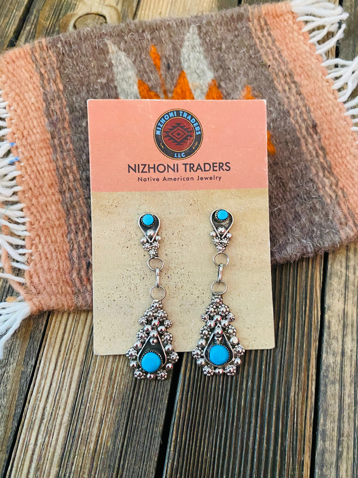 Handcrafted Sterling Silver & Turquoise Dangle Earrings