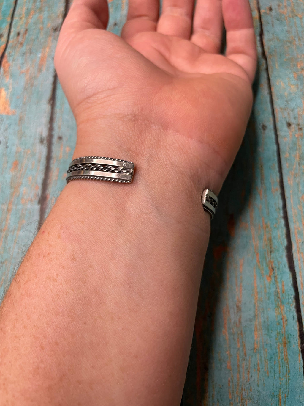 Handcrafted Kingman Turquoise Sterling Silver Cuff Bracelet