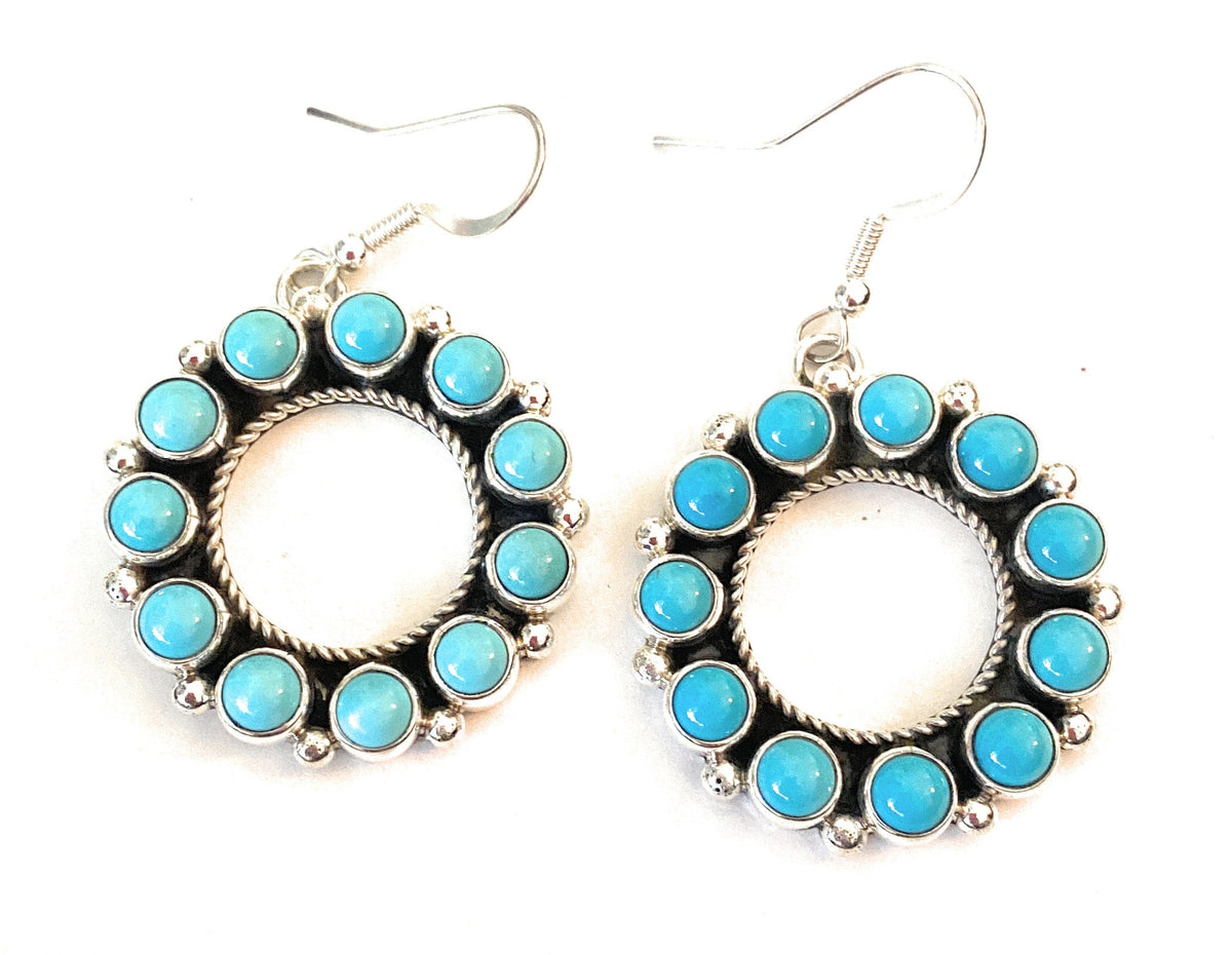 Handcrafted Sleeping Beauty Turquoise & Sterling Silver Dangle Earrings