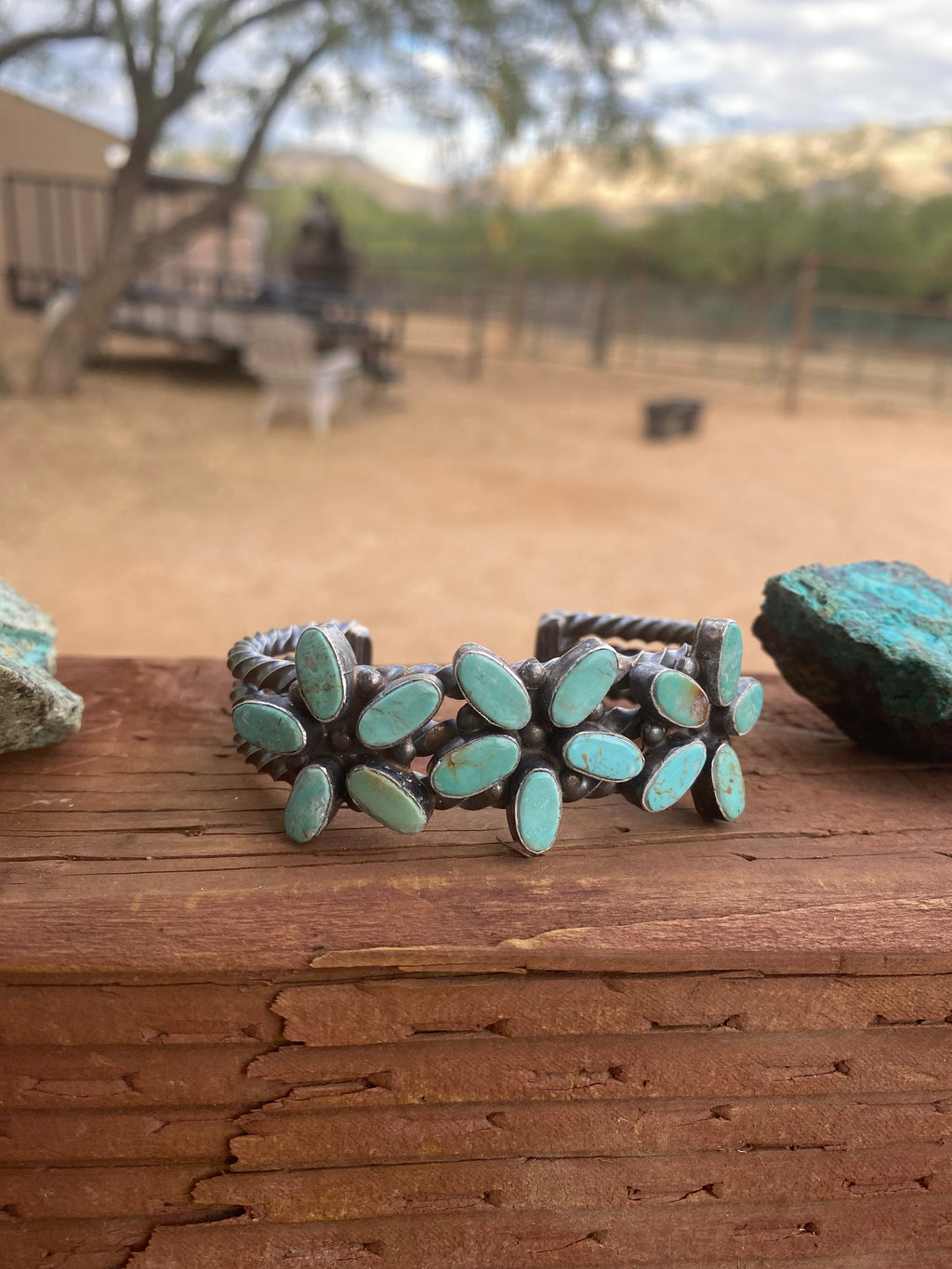 Jacqueline Silver Royston Turquoise & Sterling Cluster Cuff