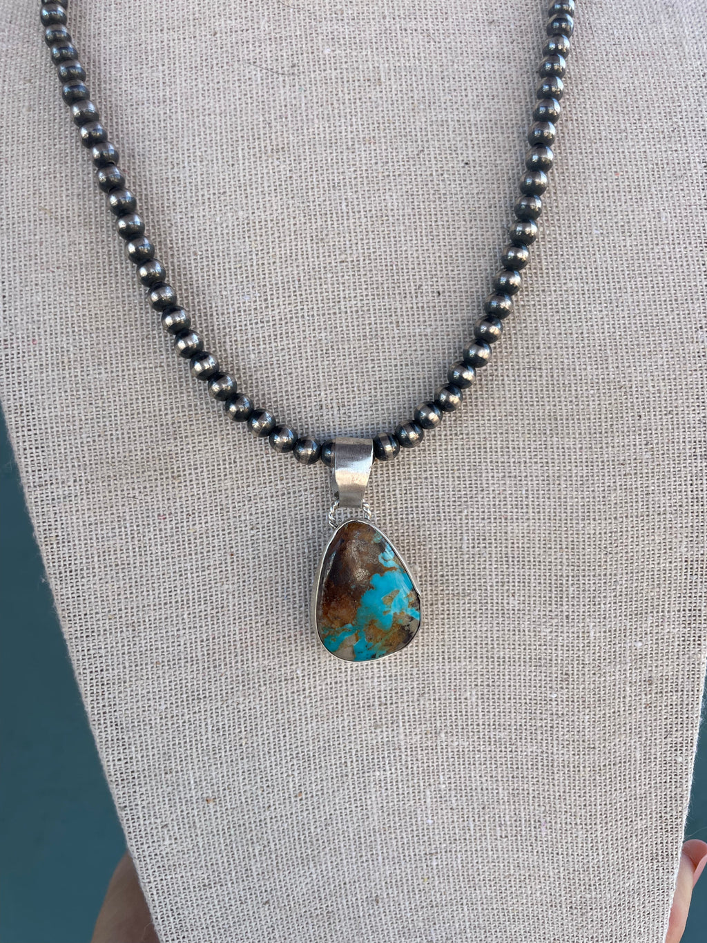 Handcrafted Turquoise And Sterling Silver Pendant Signed