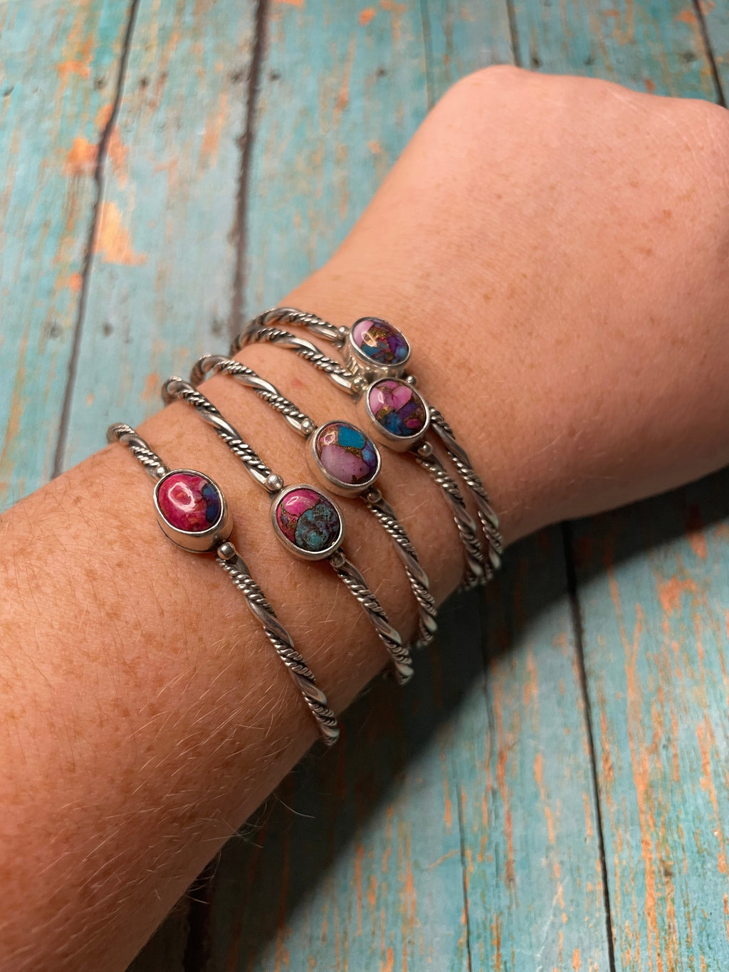 Handcrafted Purple Dream And Sterling Silver Adjustable Bracelet Cuff