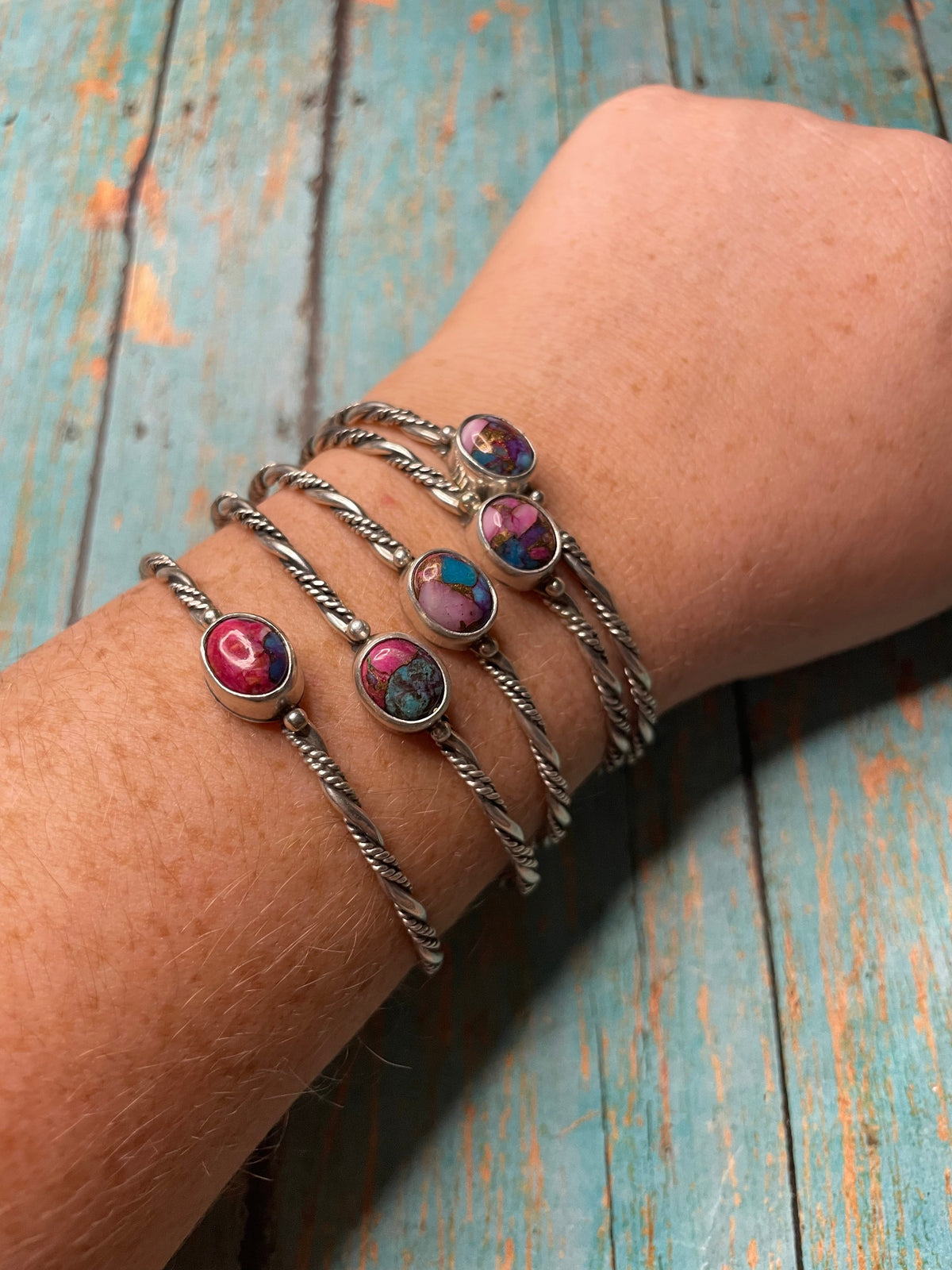 Handcrafted Purple Dream And Sterling Silver Adjustable Bracelet Cuff