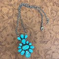 Handcrafted Cariro Blue & Sterling Silver Cluster Necklace Signed & Stamped