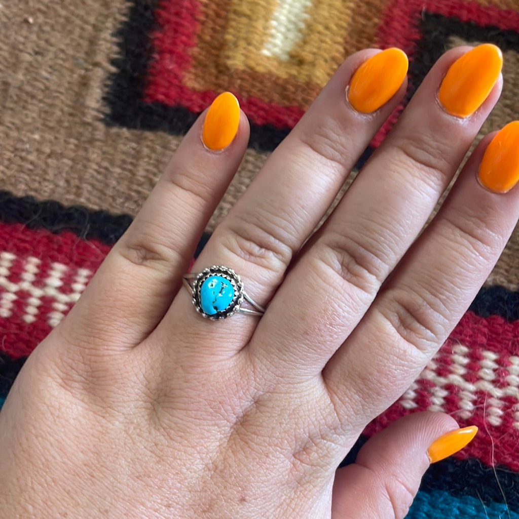 Handcrafted Single Stone Turquoise Sterling Silver Ring