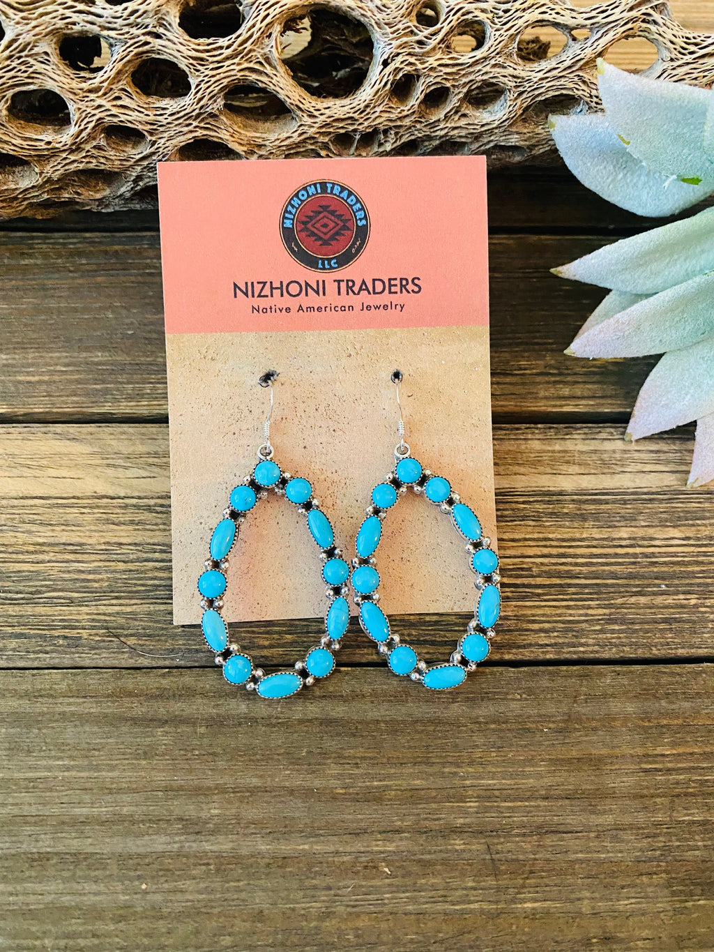 Handcrafted Sleeping Beauty Turquoise & Sterling Silver Dangle Earrings