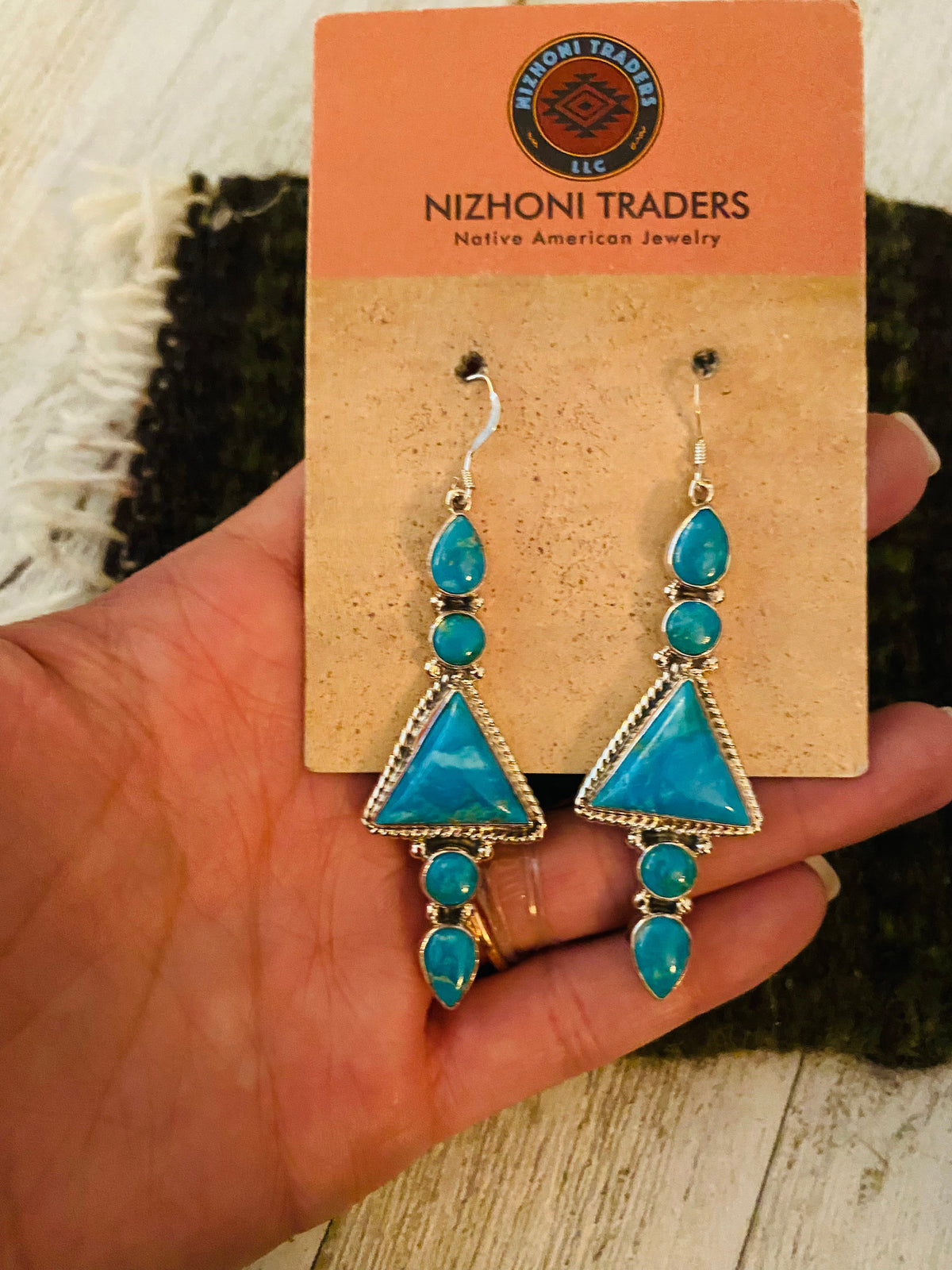 Handcrafted Turquoise & Sterling Silver Dangle Earrings