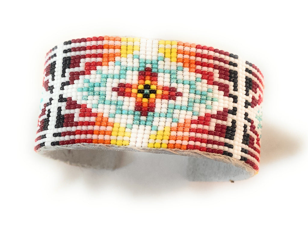 Handcrafted Made Beaded Leather Bracelet
