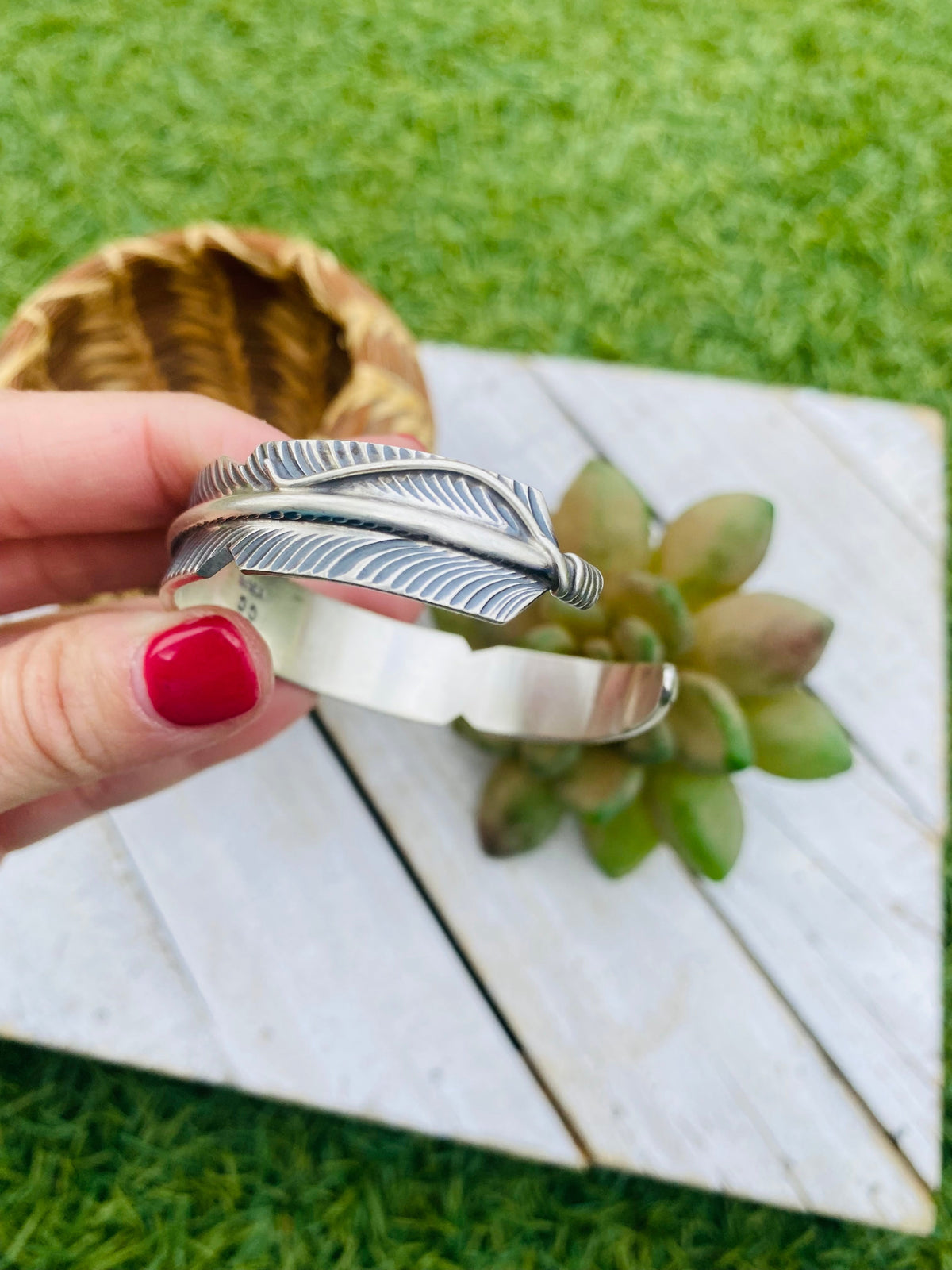 Handcrafted Sterling Silver Hand Crafted Feather Cuff Bracelet