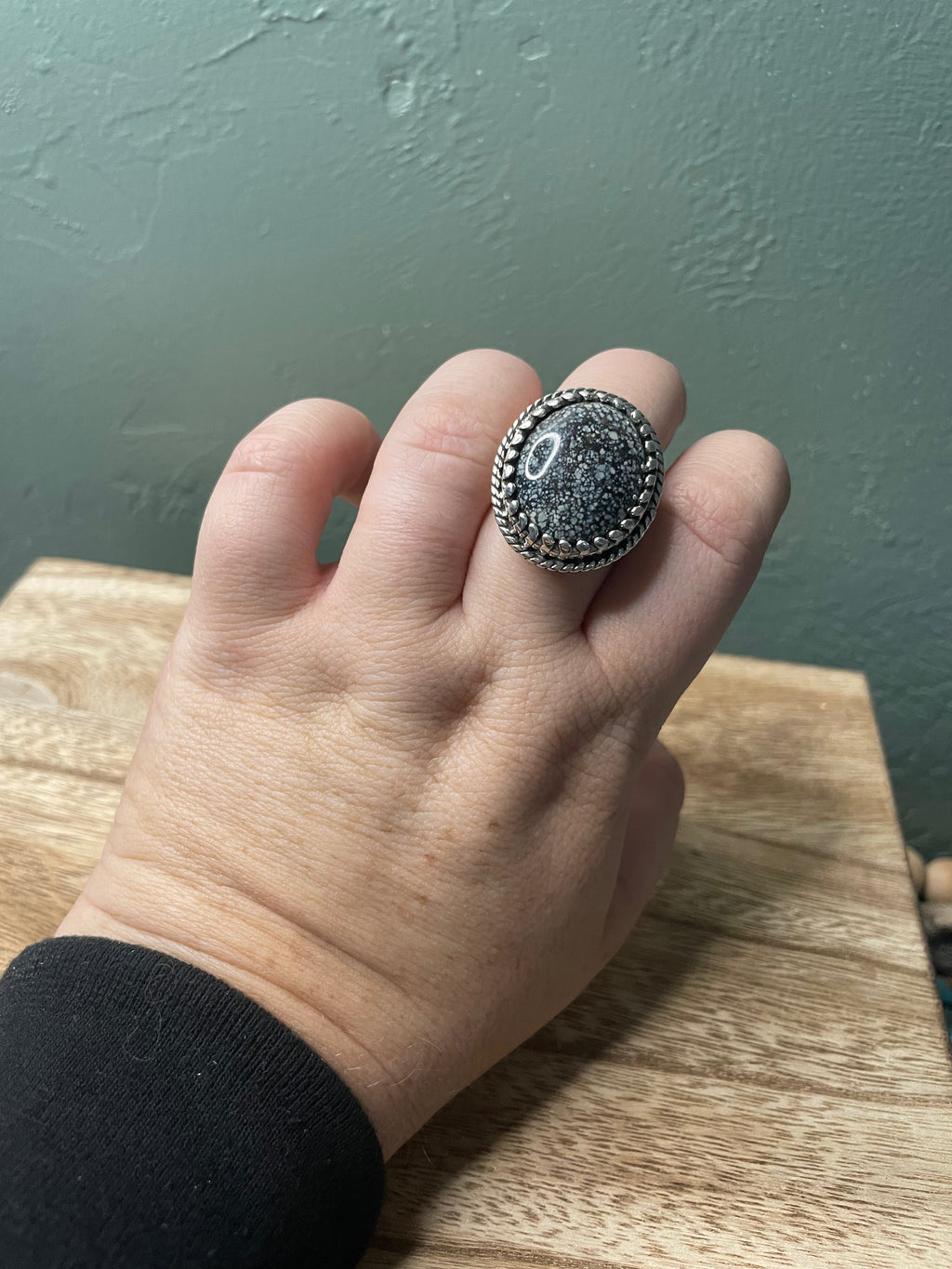 Handcrafted New Lander Turquoise And Sterling Silver Ring Size 10