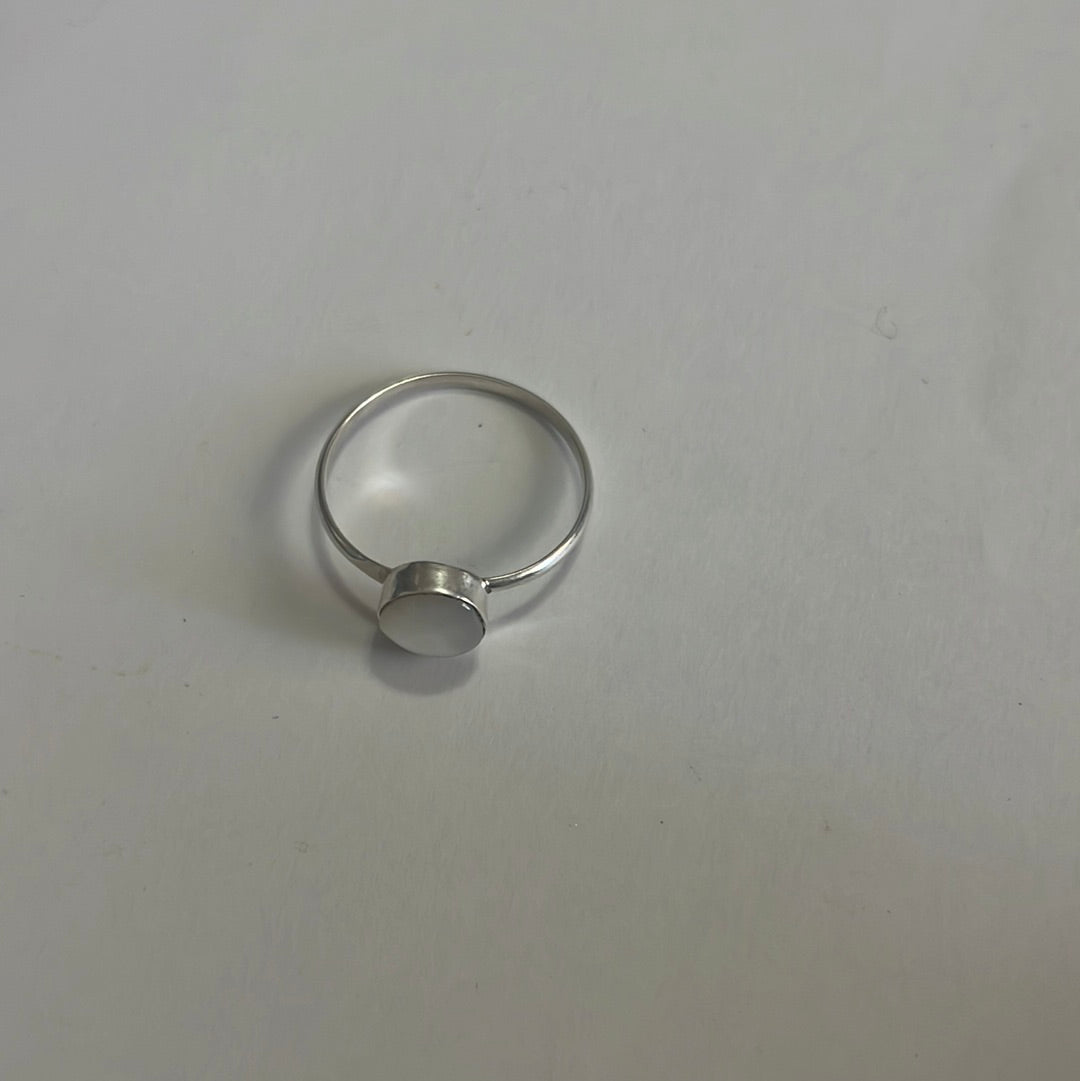 Handcrafted Sterling Silver & White Opal Mini Ring