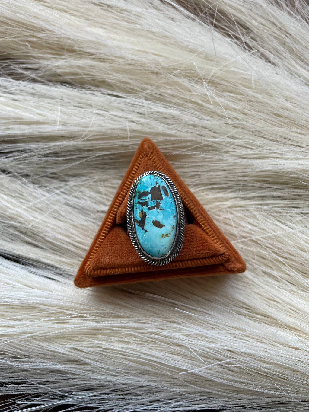 Handcrafted Handmade Royston Turquoise Oval Ring Size 8