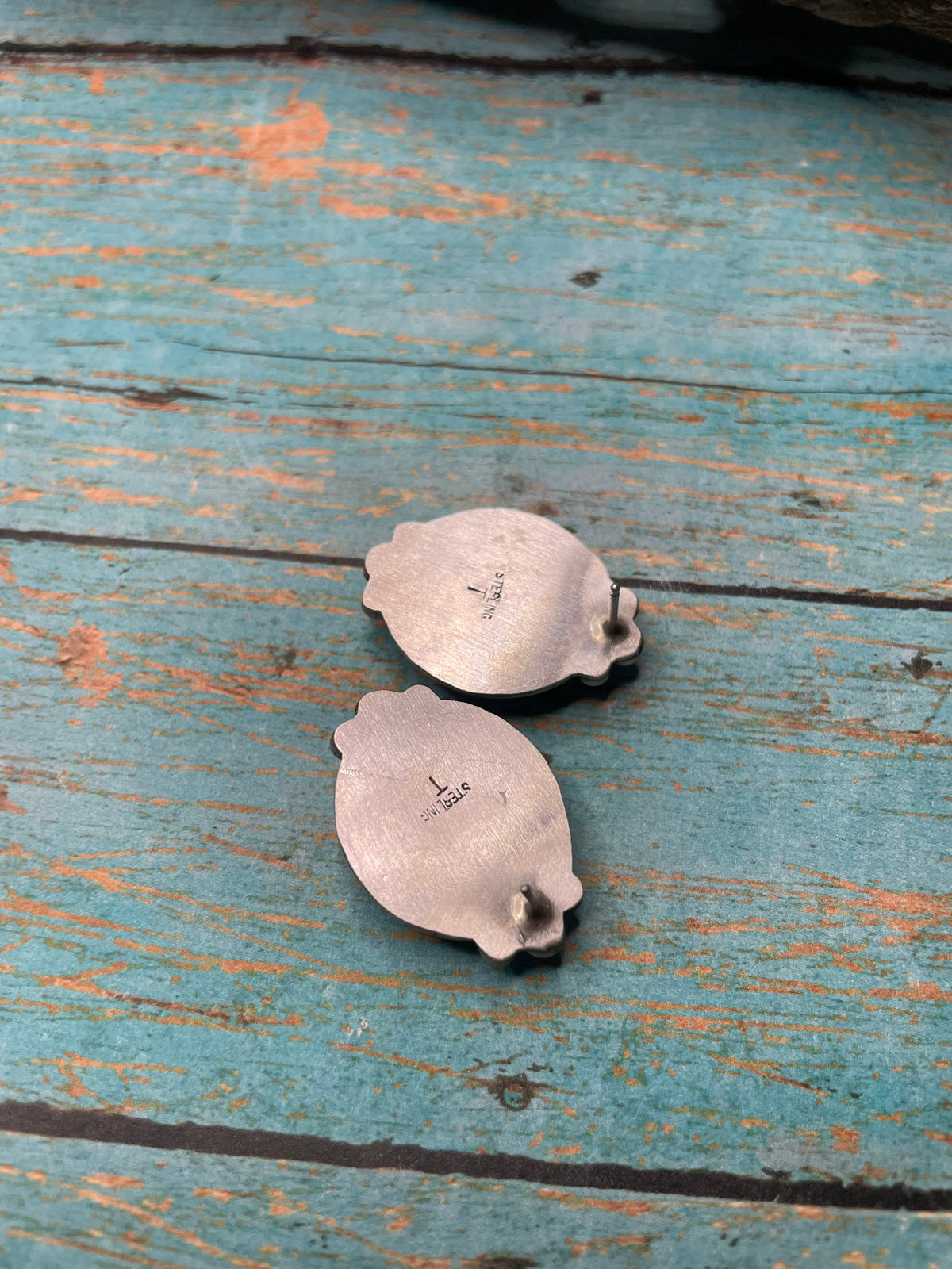 Handcrafted Apple Coral And Sterling Silver Post Earrings Signed