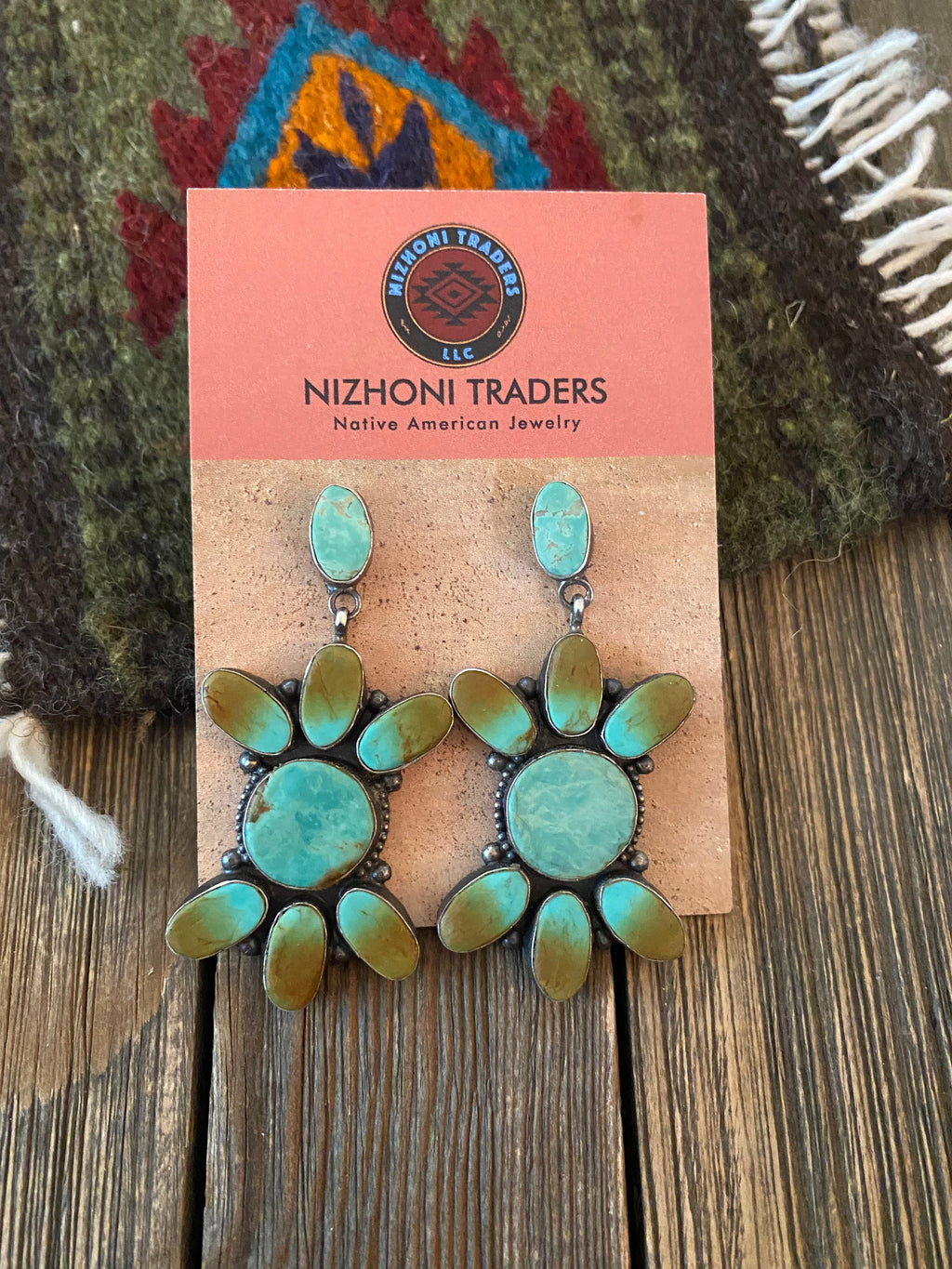 Handcrafted Jacqueline Silver Royston Turquoise & Sterling Silver Dangle Earrings
