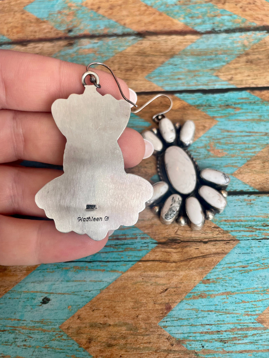 Handcrafted Sterling Silver White Buffalo Necklace & Earring Set