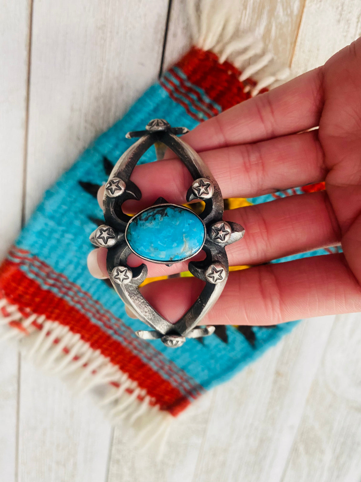 Handcrafted Turquoise & Sterling Silver Cuff Bracelet By Chimney Butte