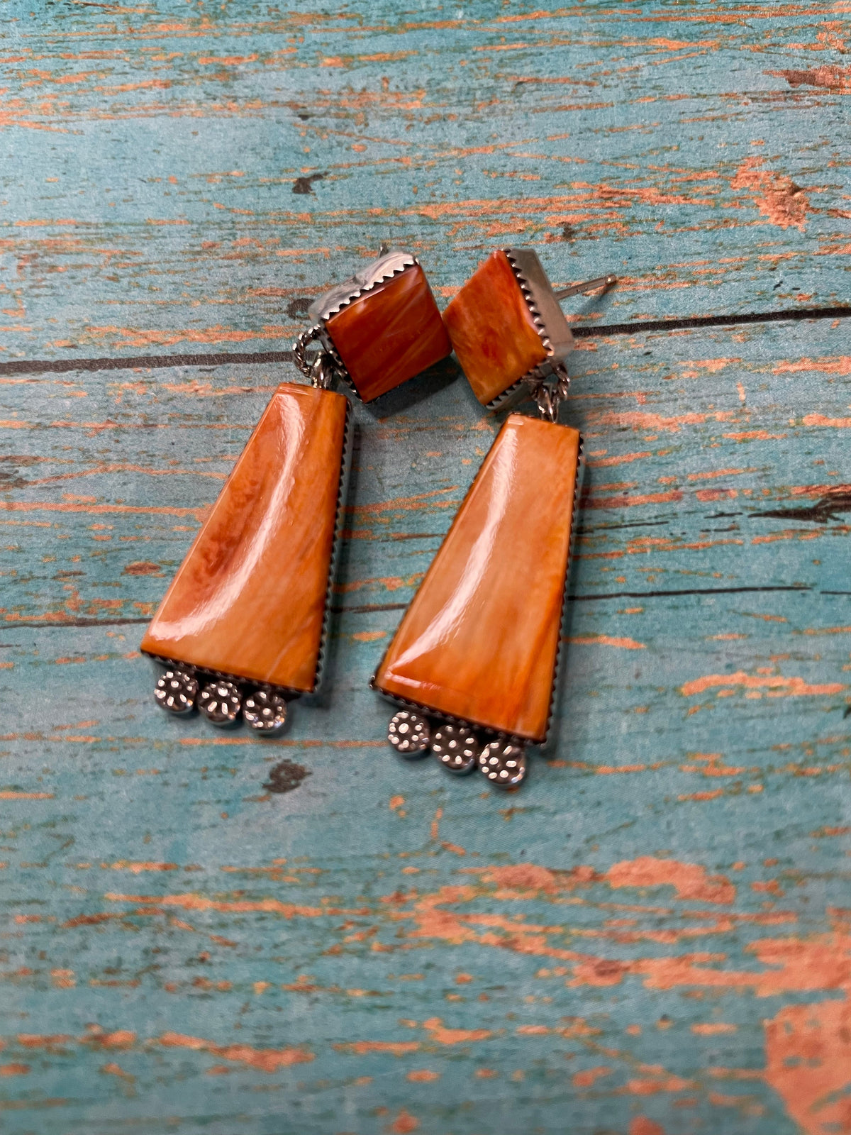 Handcrafted Sterling Silver And Coral Dangle Earrings