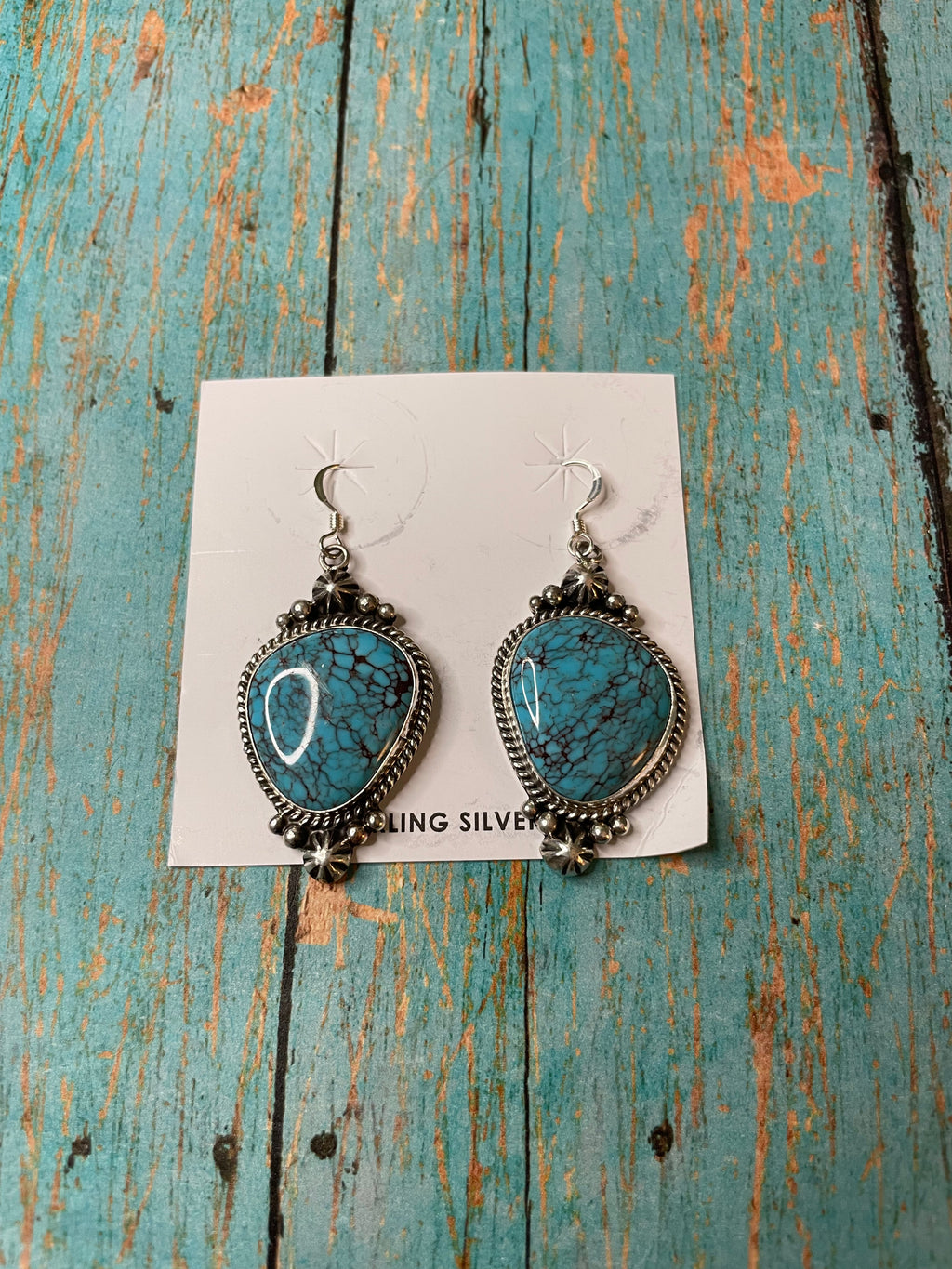 Handcrafted Turquoise And Sterling Silver Dangle Earrings