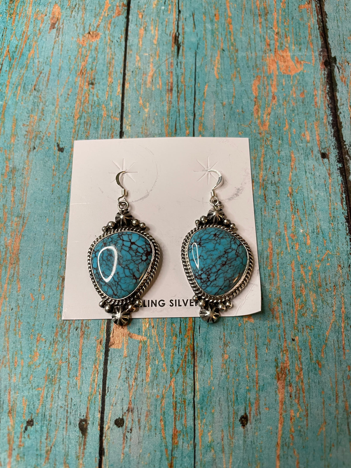 Handcrafted Turquoise And Sterling Silver Dangle Earrings