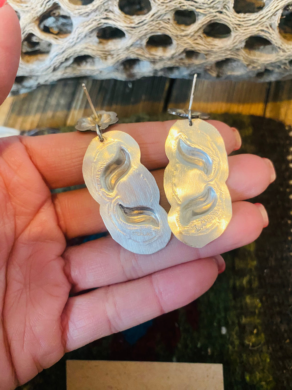Handcrafted Sterling Silver Concho Dangle Earrings By Leander Tahe