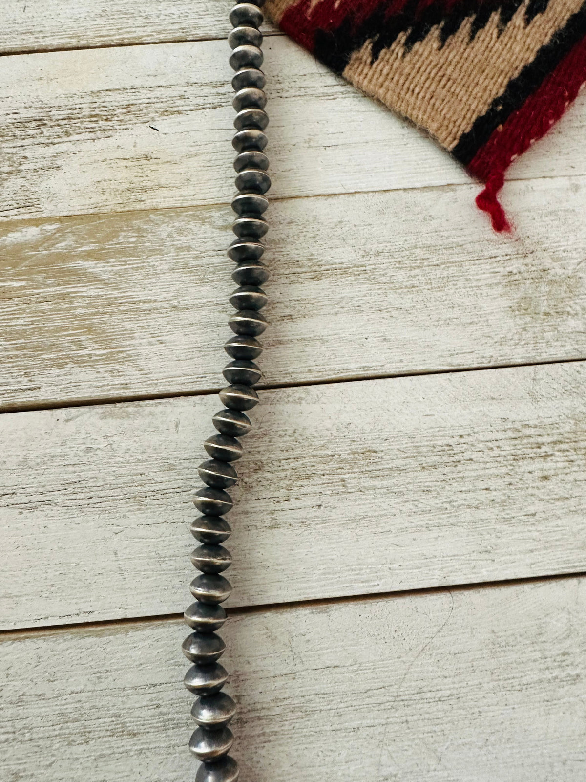 Handcrafted Sterling Silver Pearl Beaded Necklace 30”