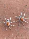 Natural Orange Mojave & Sterling Silver Spider Stud Earrings