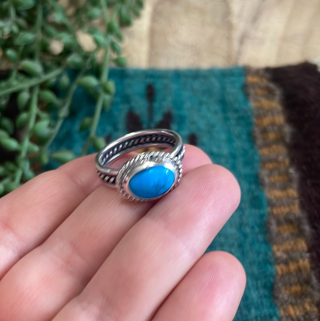 “The Mili” Handcrafted Sterling Silver Single Stone Turquoise Ring
