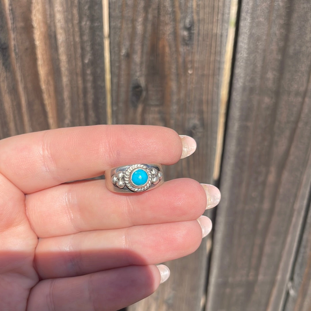 Handcrafted Sterling Silver Kingman Turquoise Band Ring
