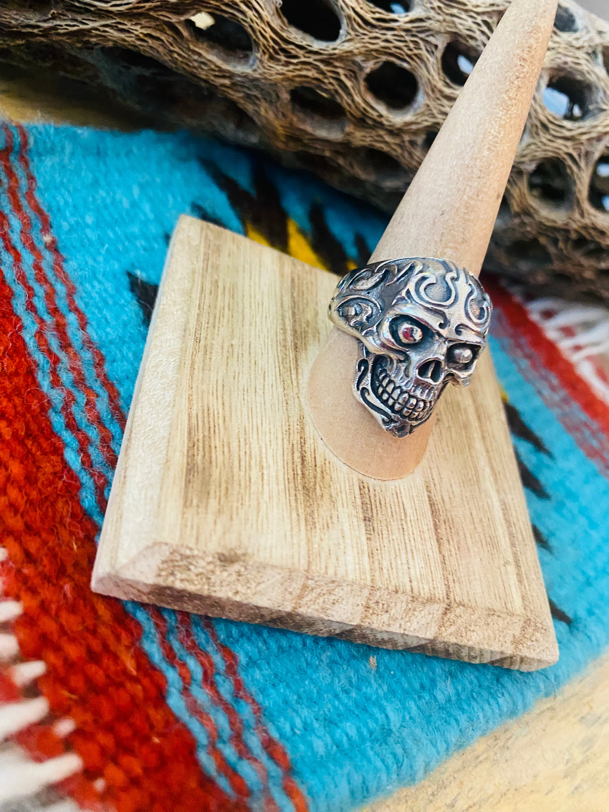 Handmade Sterling Silver Skull Ring Size 8.5