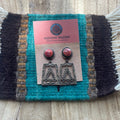 Beautiful Handcrafted Sterling Silver & Red Spiny Dangle Earrings Signed