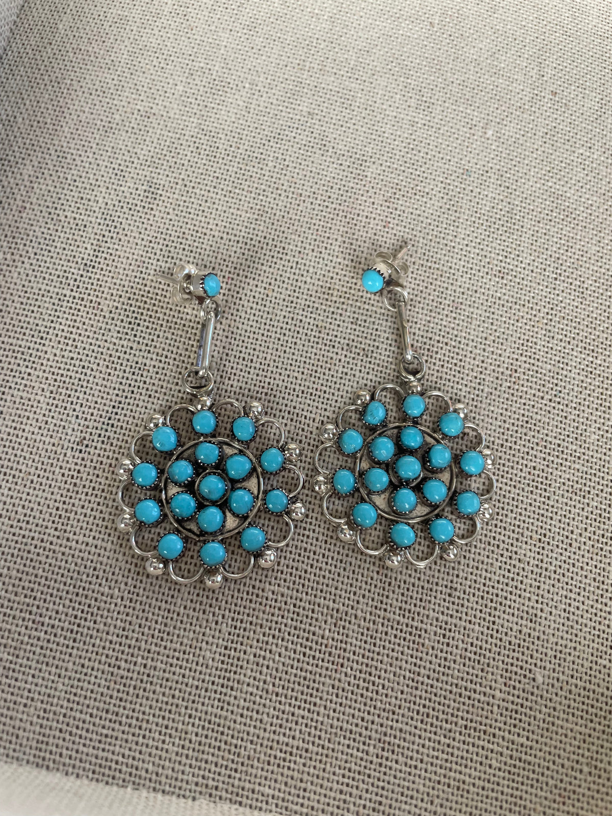 Handcrafted Turquoise Sterling Silver Dangle Earrings