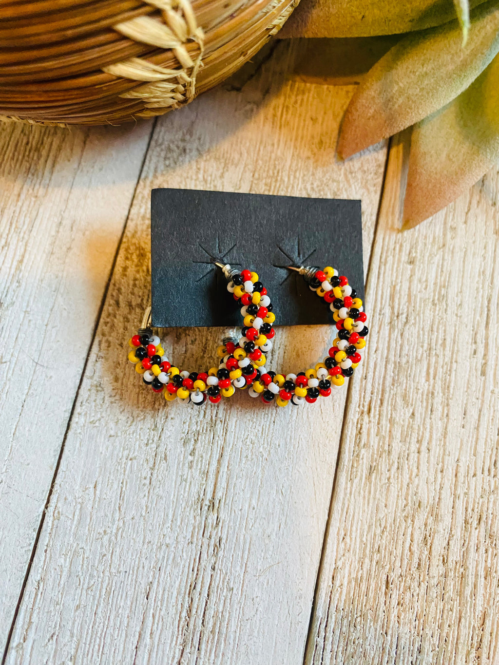 Handcrafted Handmade Beaded Hoop Earrings- Multi