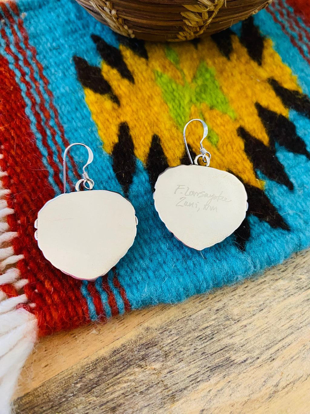 Handcrafted Sterling Silver & Turquoise Inlay Heart Dangle Earrings
