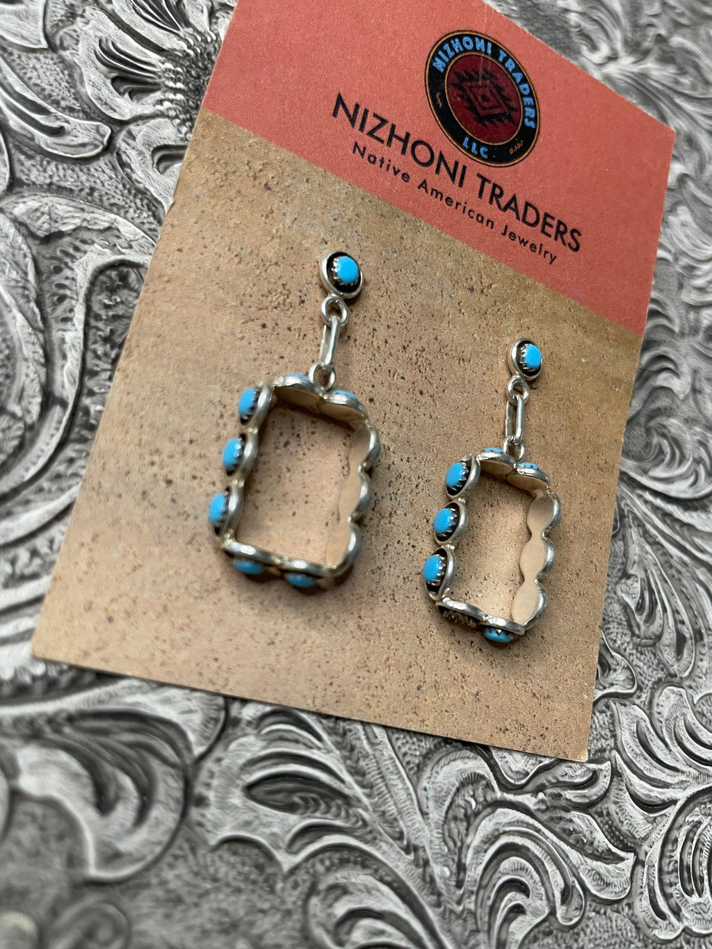 Handcrafted Turquoise And Sterling Silver Snake Eye Dangle Earrings