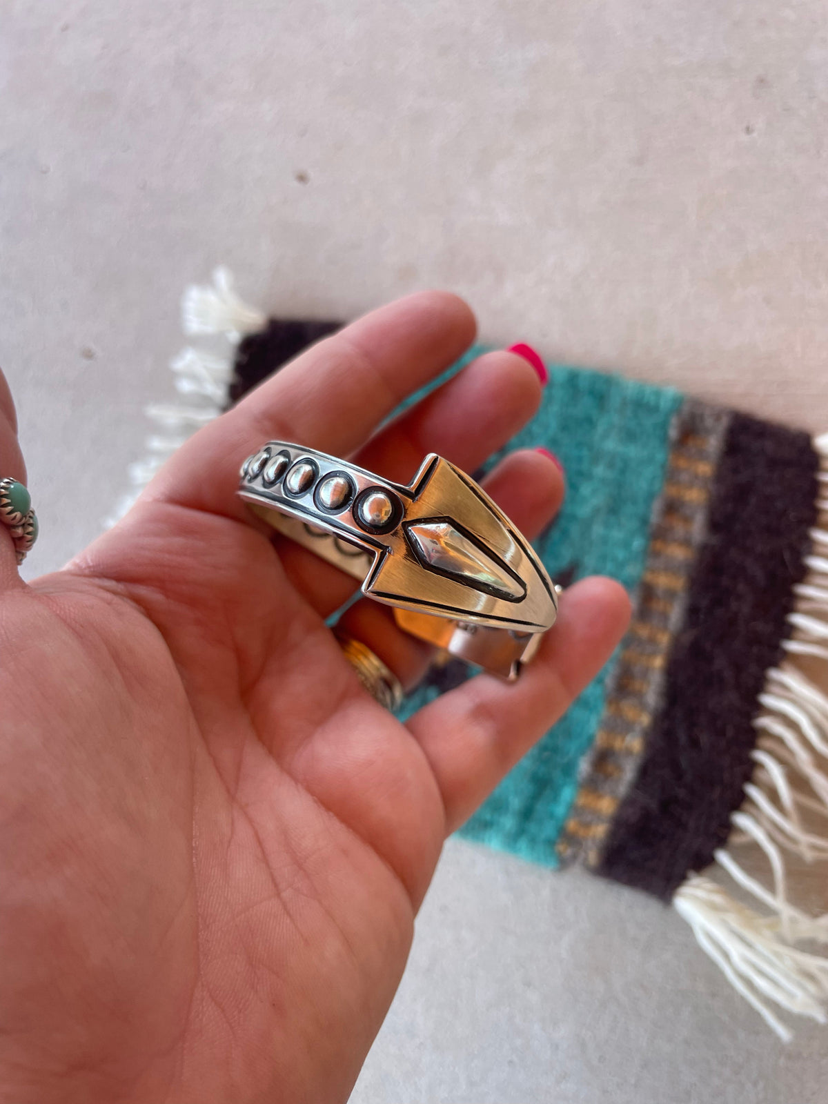 Handcrafted Sterling Silver Arrow Cuff Bracelet Signed