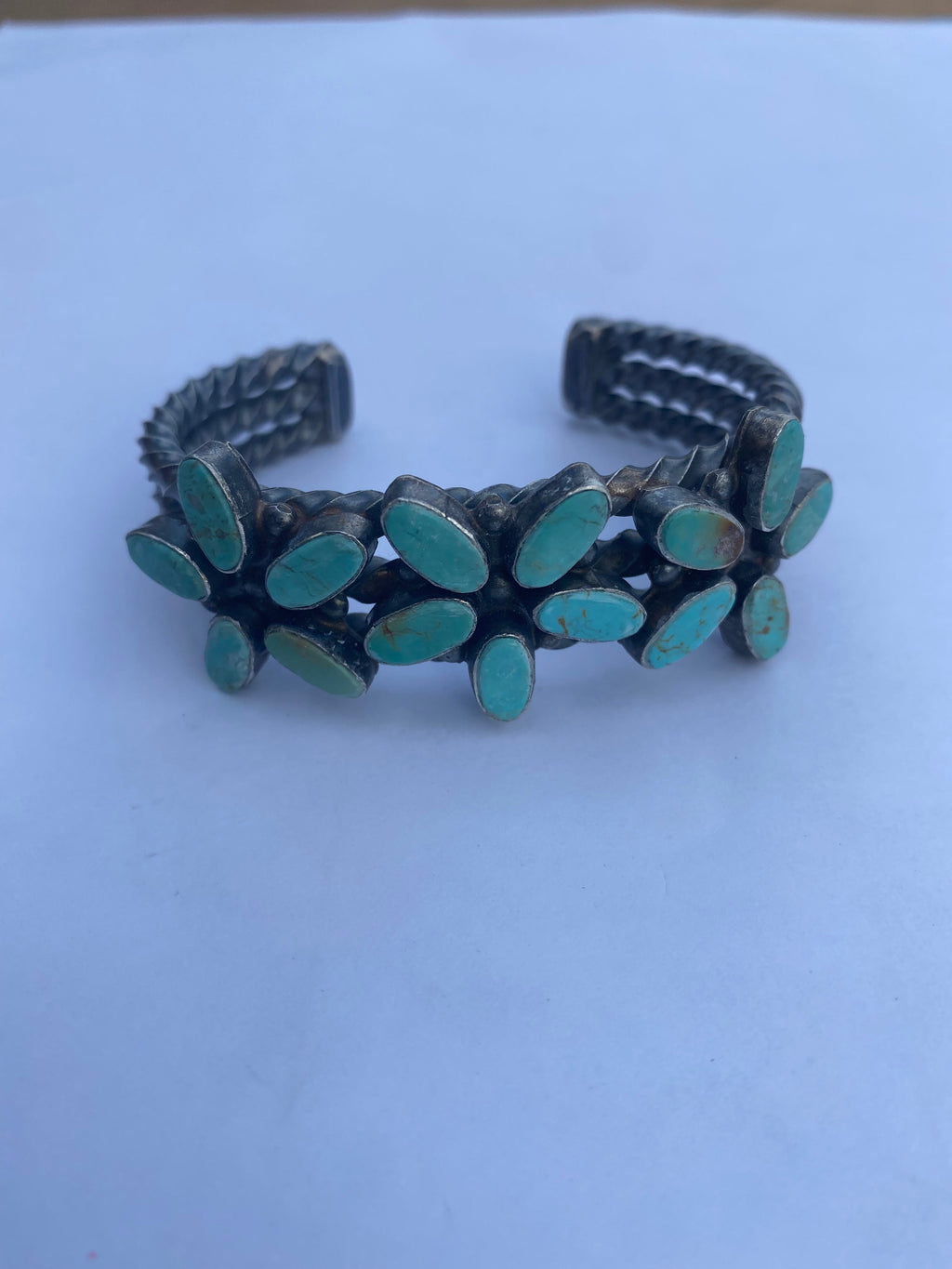 Jacqueline Silver Royston Turquoise & Sterling Cluster Cuff