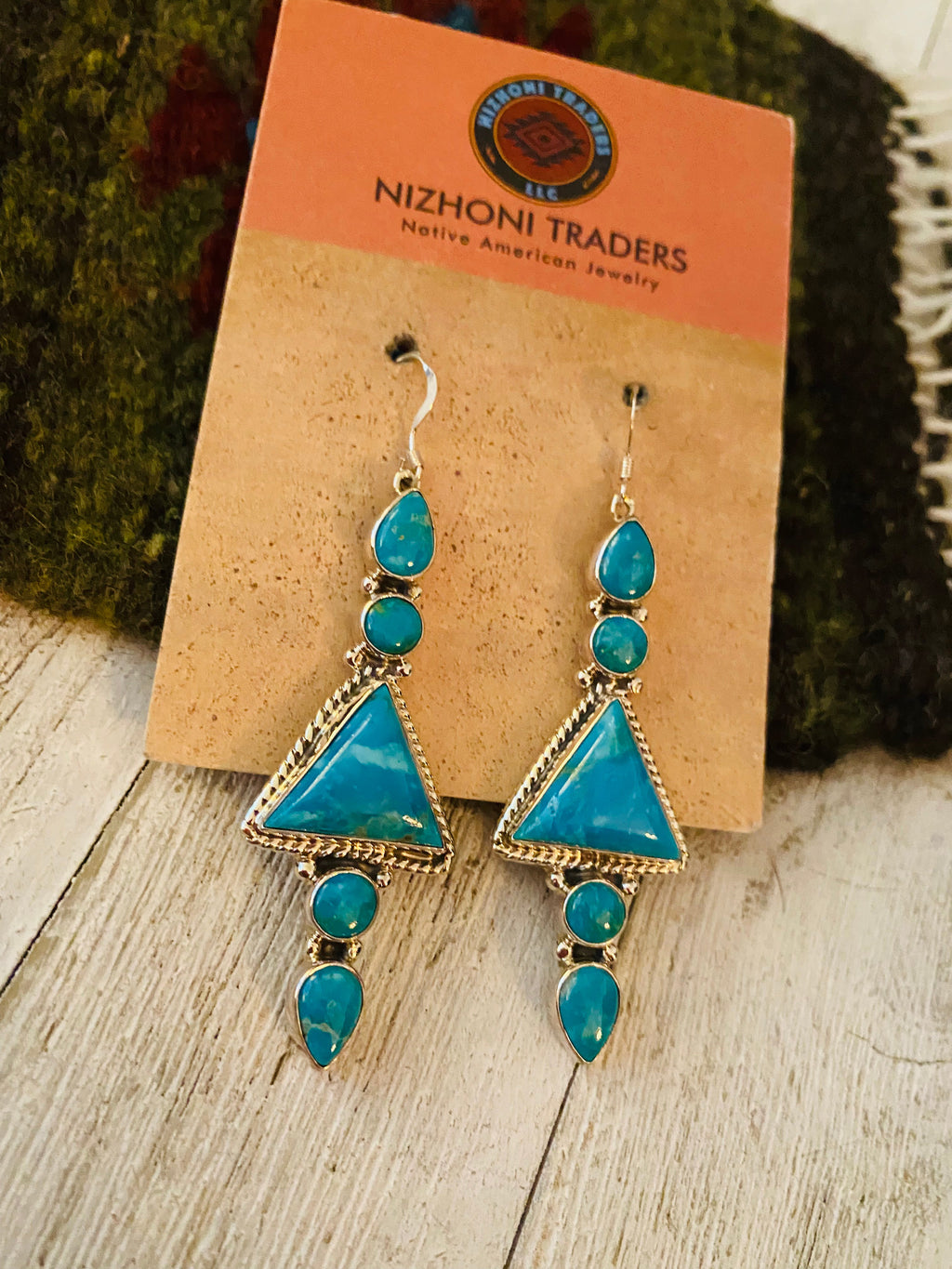 Handcrafted Turquoise & Sterling Silver Dangle Earrings