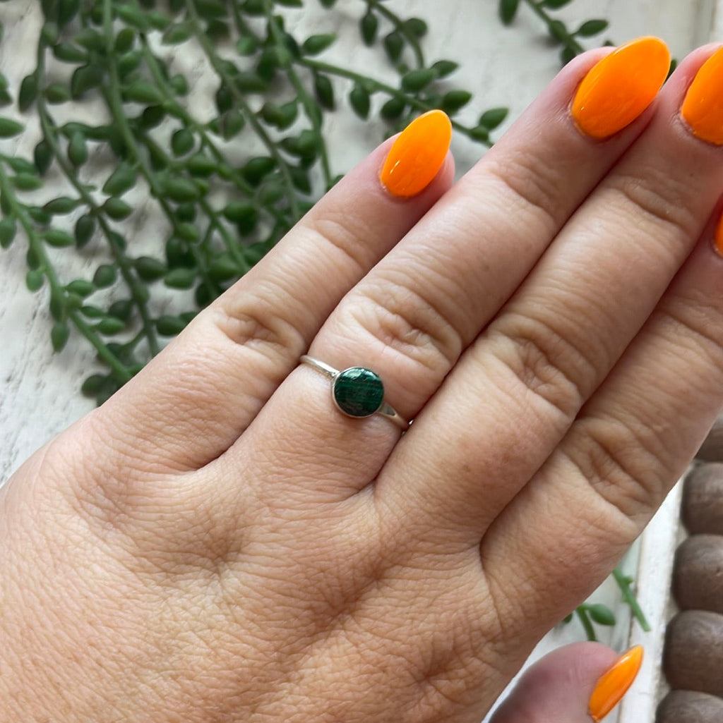 Handcrafted Sterling Silver & Malachite Mini Ring