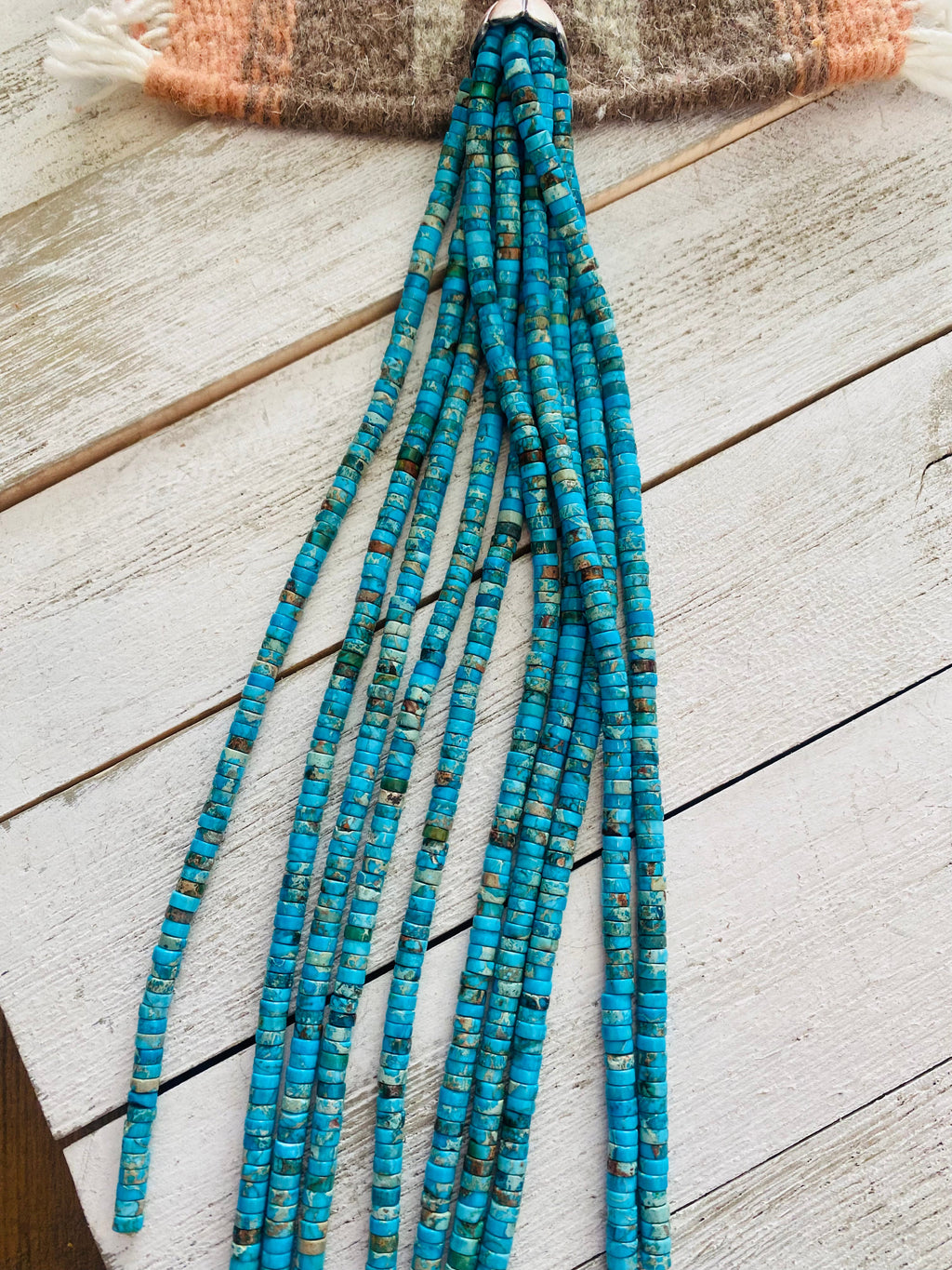Handcrafted Turquoise & Sterling Silver Pearl Beaded Tassel Necklace