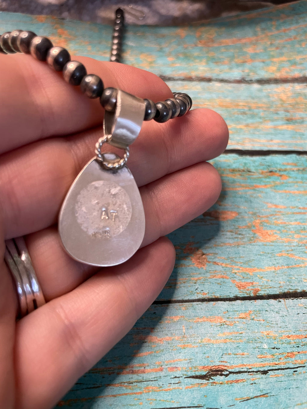 Handcrafted Turquoise And Sterling Silver Pendant Signed