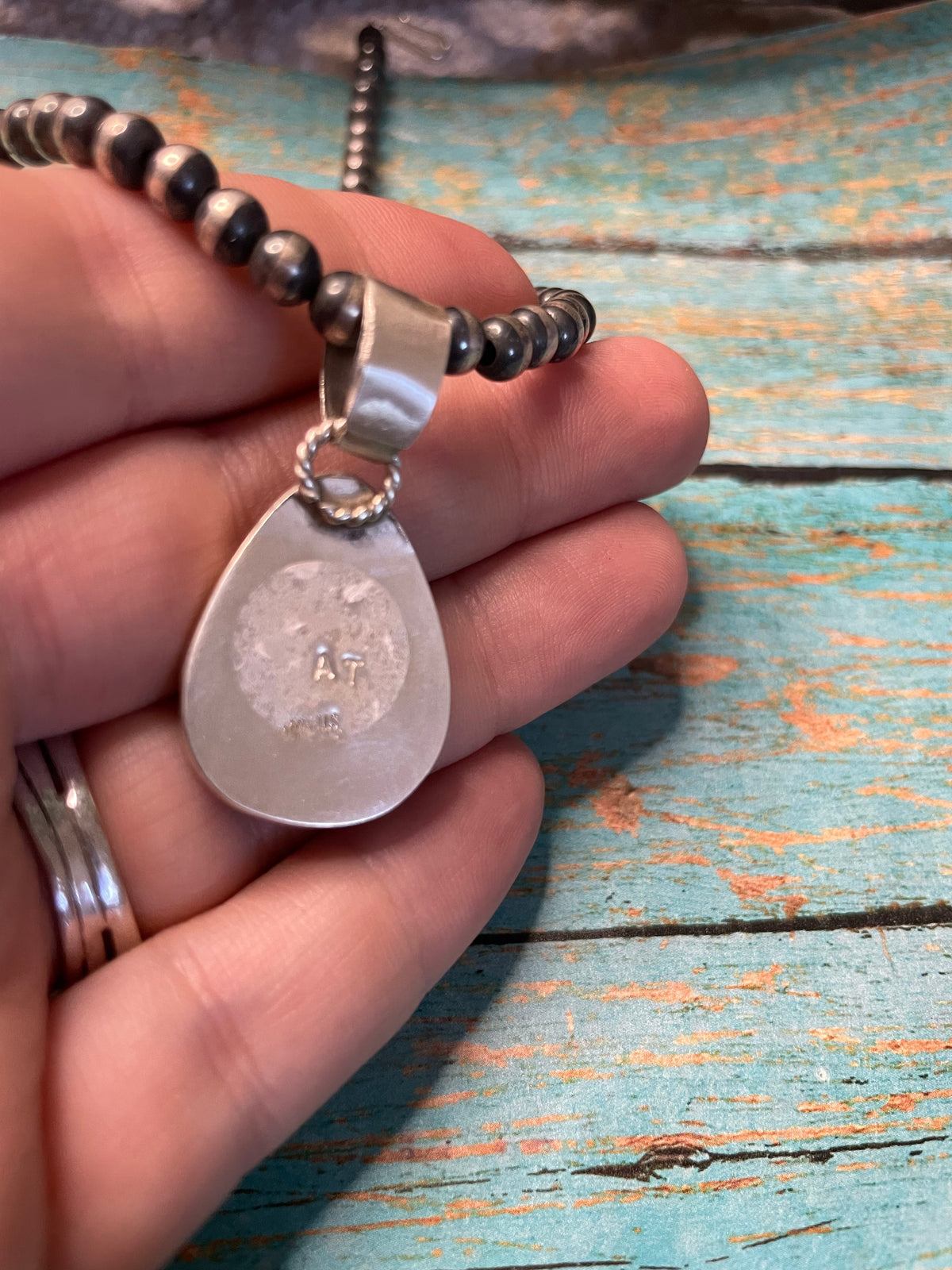 Handcrafted Turquoise And Sterling Silver Pendant Signed