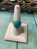 Old Pawn Handcrafted Sterling Silver & Light Blue Larimer Ring Size 8