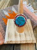 Handcrafted Sterling Silver & Turquoise Inlay Ring Size 6.5