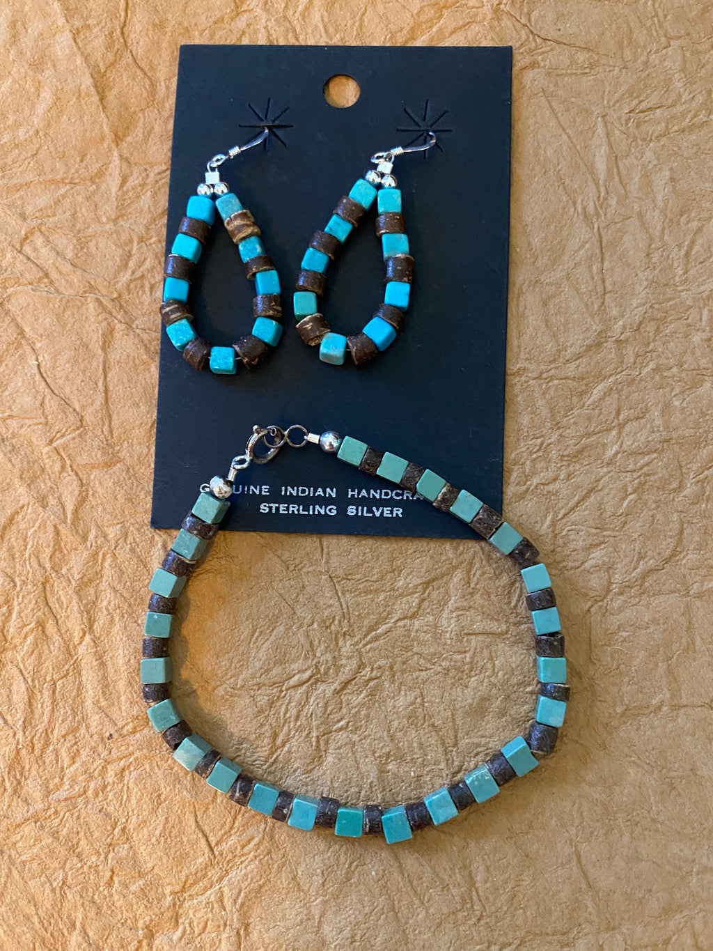 Handcrafted Turquoise & Jasper Sterling Silver Beaded Dangle Hoop Earrings