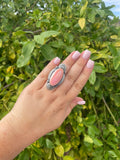Handcrafted Sterling Silver & Pink Conch Oval Ring Signed