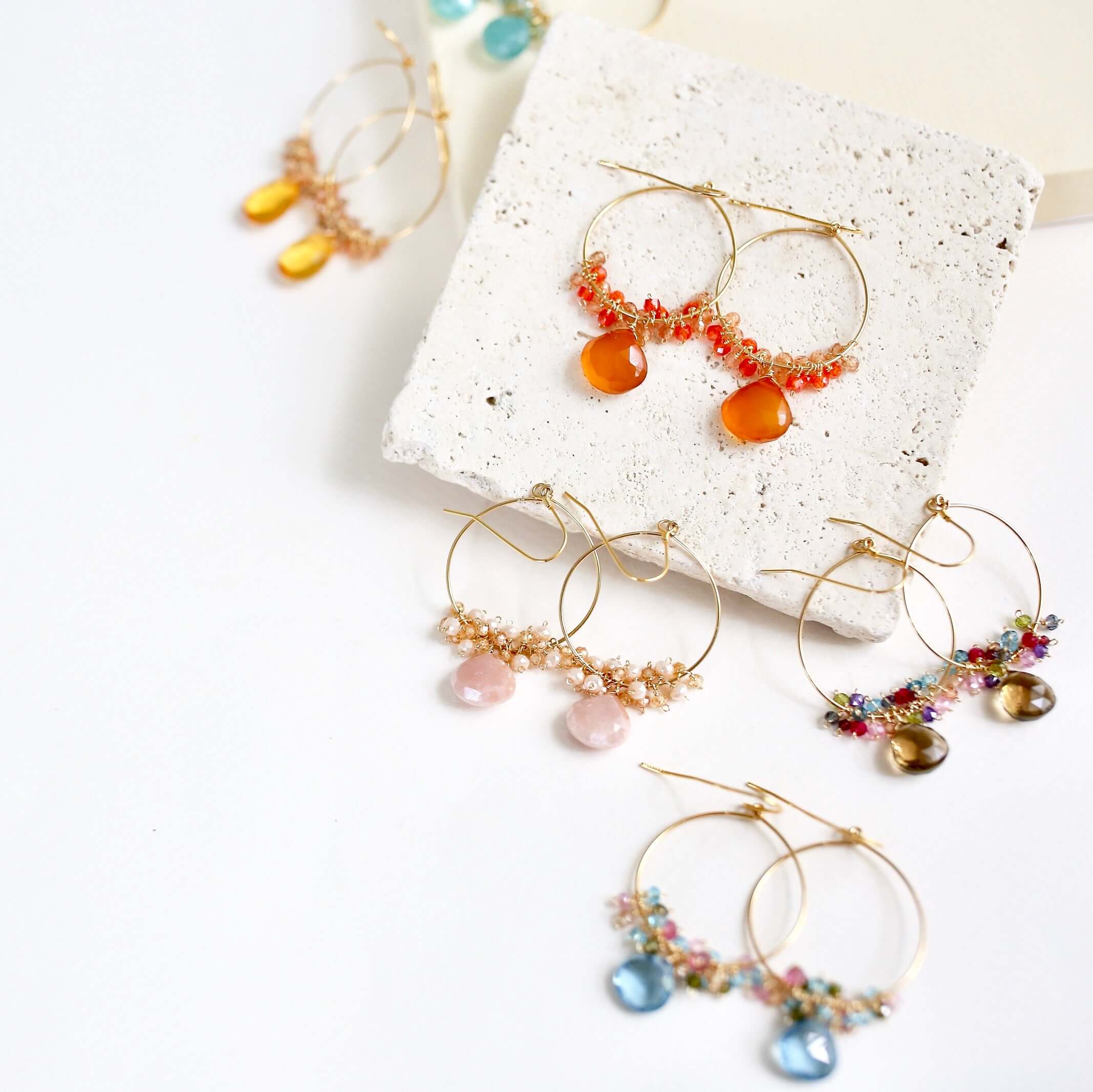Dark Orange Chalcedony Swing Earrings